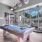 a pool table in a clubhouse room