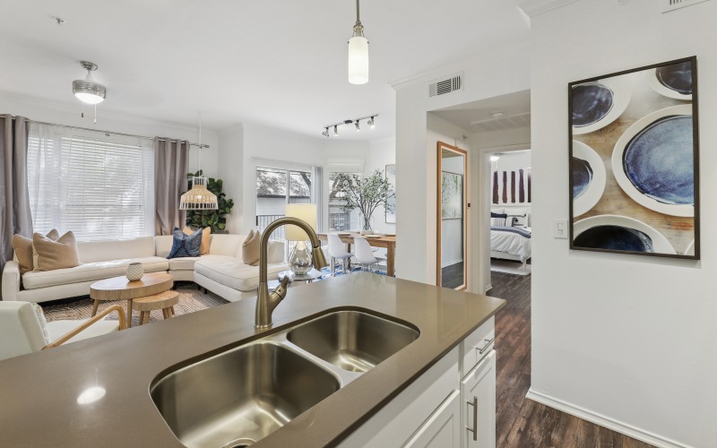 A kitchen with stainless steel appliances at The Pr
